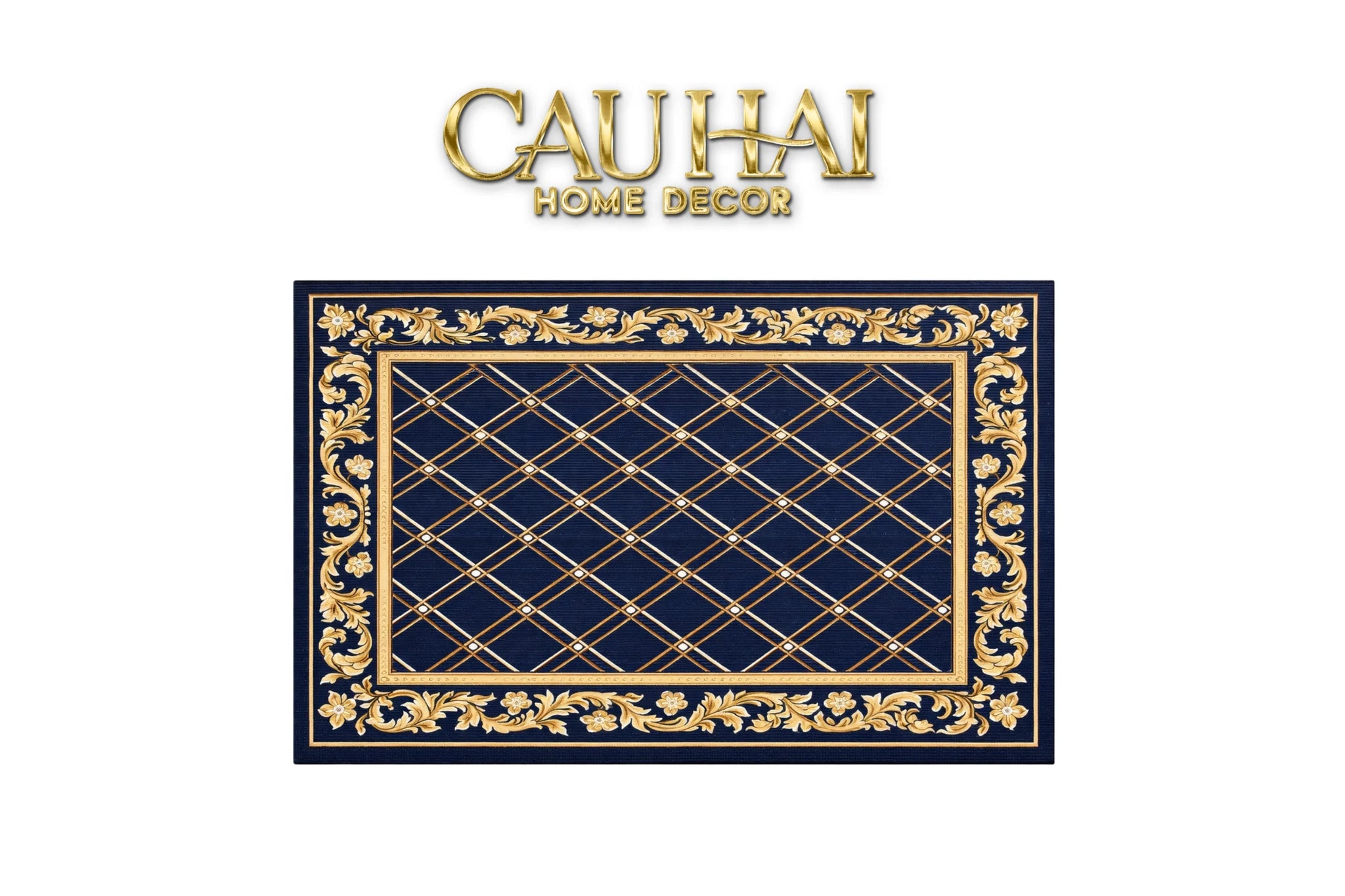 Thảm Cửa Nhung Pha Lê Cao Cấp - 80x120 Royal Gold Barocco Premium Rugs-CẬU HAI HOME DECOR