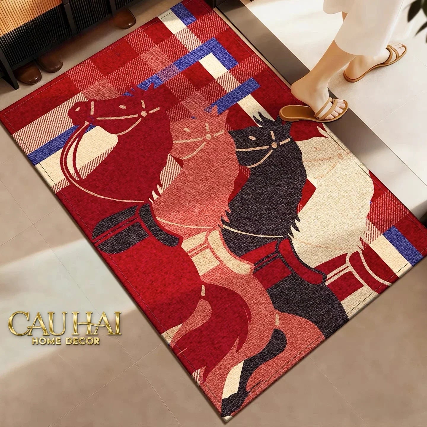 Thảm Cửa Sợi Dệt 60x90 Ngựa Kỵ Binh Hoàng Gia - Les Trois Chevaux D’Empire-THẢM CỬA-CẬU HAI HOME DECOR