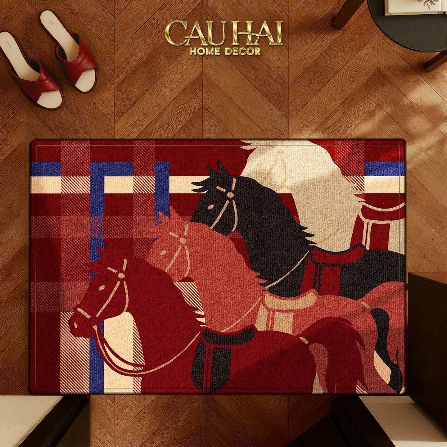 Thảm Cửa Sợi Dệt 60x90 Ngựa Kỵ Binh Hoàng Gia - Les Trois Chevaux D’Empire-THẢM CỬA-CẬU HAI HOME DECOR