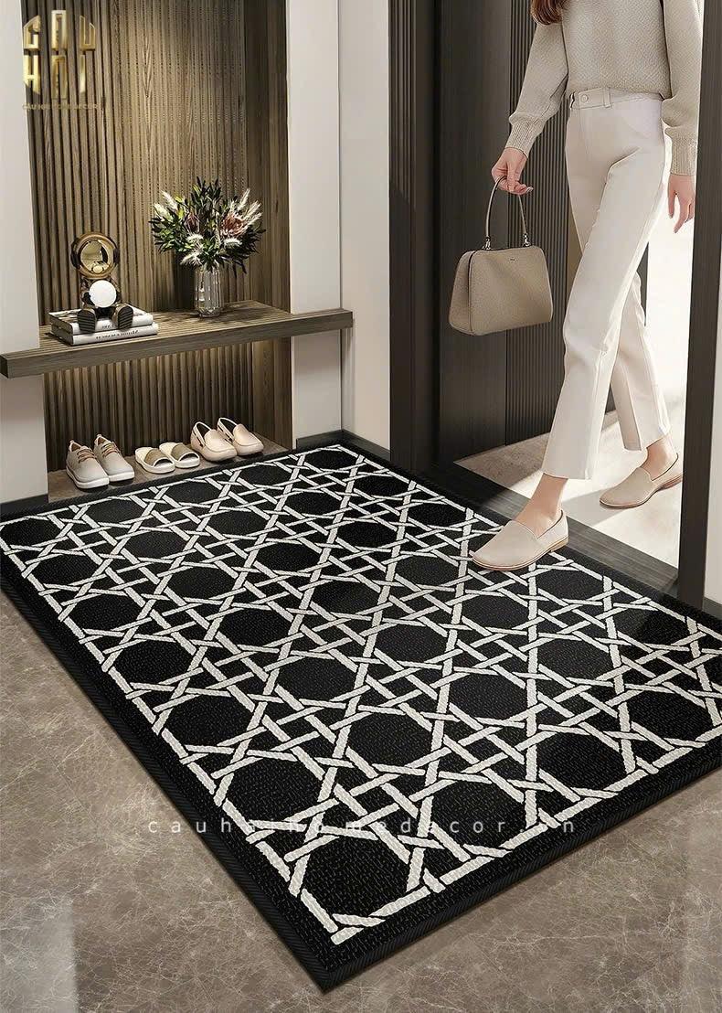 Thảm Cửa Sợi Poly Đan Vòng 100X120 Cannage D.O - Noir-THẢM CỬA-CẬU HAI HOME DECOR