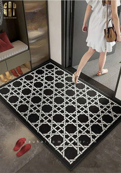 Thảm Cửa Sợi Poly Đan Vòng 100X120 Cannage D.O - Noir-THẢM CỬA-CẬU HAI HOME DECOR
