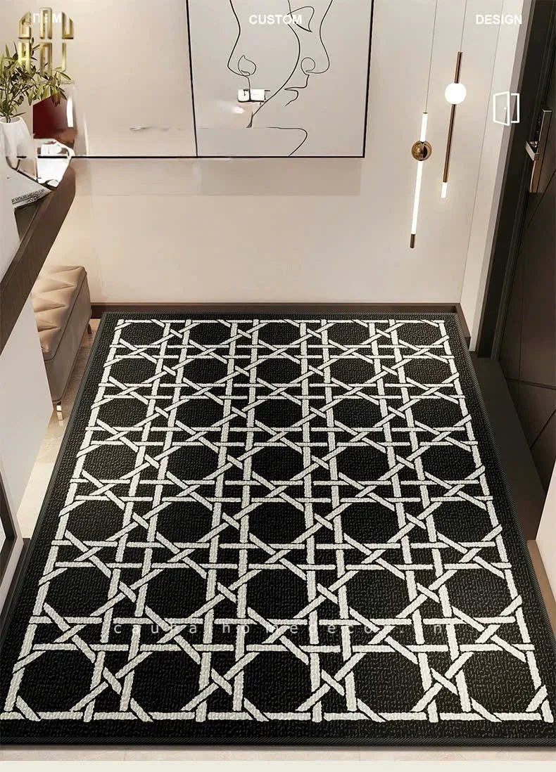 Thảm Cửa Sợi Poly Đan Vòng 100X120 Cannage D.O - Noir-THẢM CỬA-CẬU HAI HOME DECOR