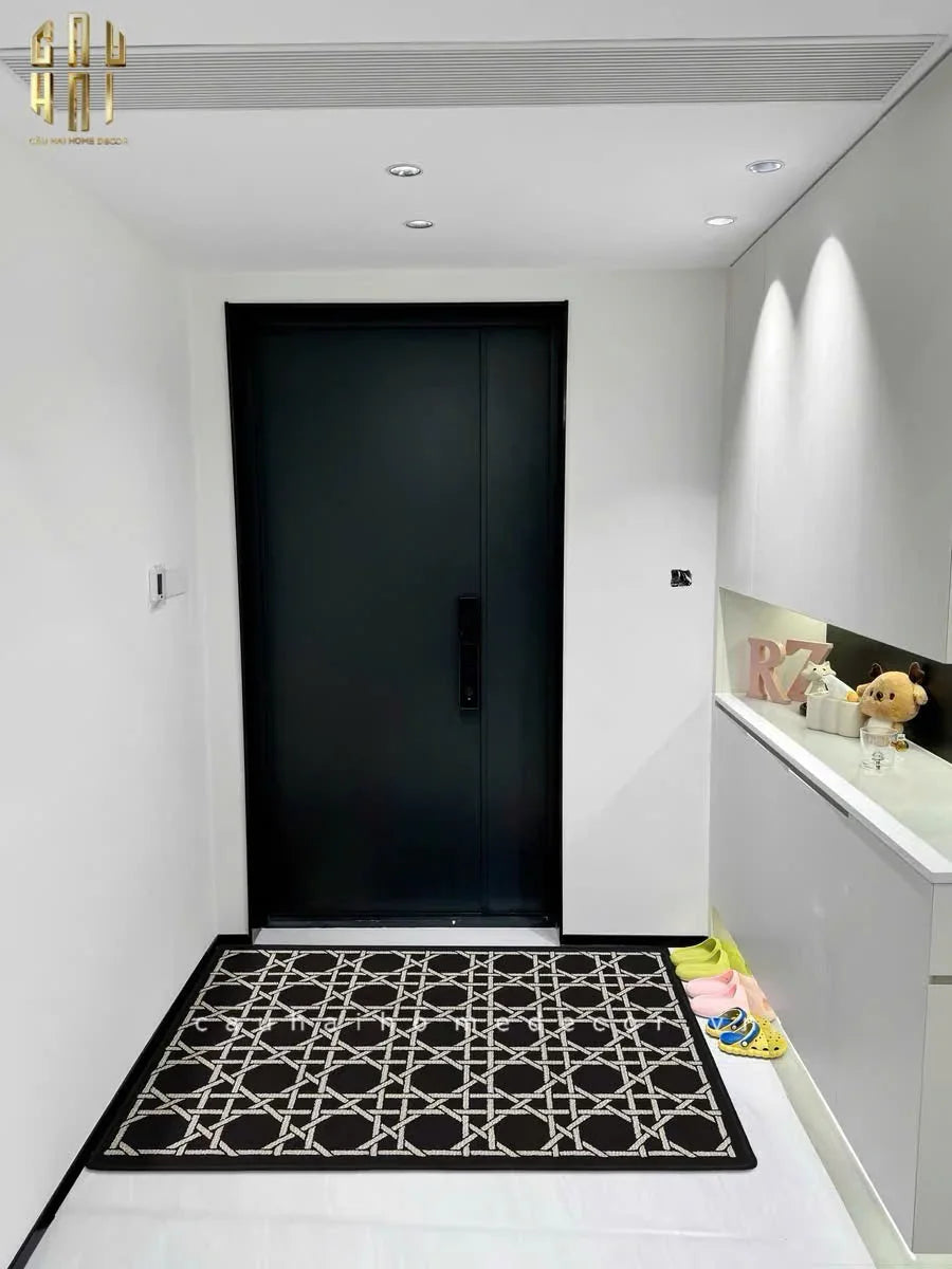 Thảm Cửa Sợi Poly Đan Vòng 100X120 Cannage D.O - Noir-THẢM CỬA-CẬU HAI HOME DECOR