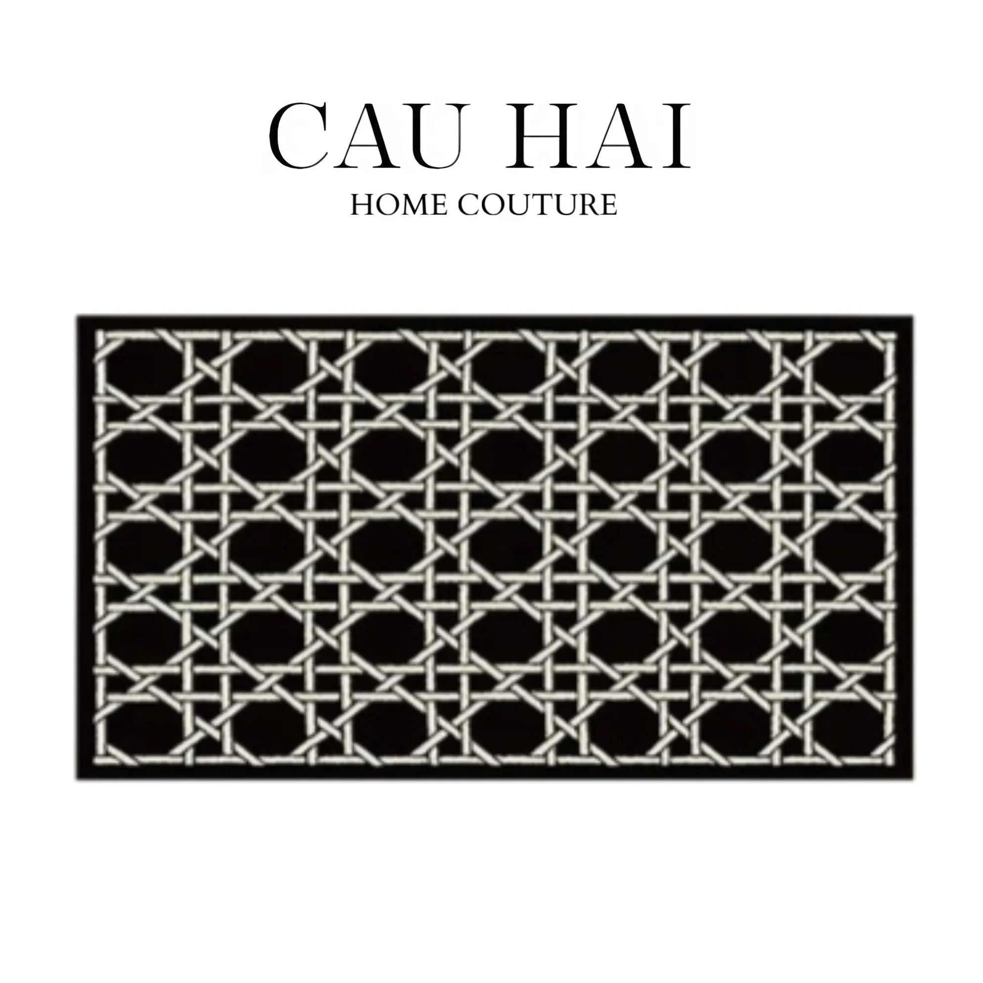 Thảm Cửa Sợi Poly Đan Vòng 100X120 Cannage D.O - Noir-THẢM CỬA-CẬU HAI HOME DECOR