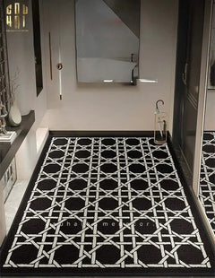 Thảm Cửa Sợi Poly Đan Vòng 100X120 Cannage D.O - Noir-CẬU HAI HOME DECOR