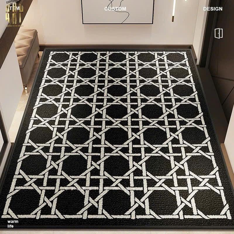 Thảm Cửa Sợi Poly Đan Vòng 100X120 Cannage D.O - Noir-CẬU HAI HOME DECOR