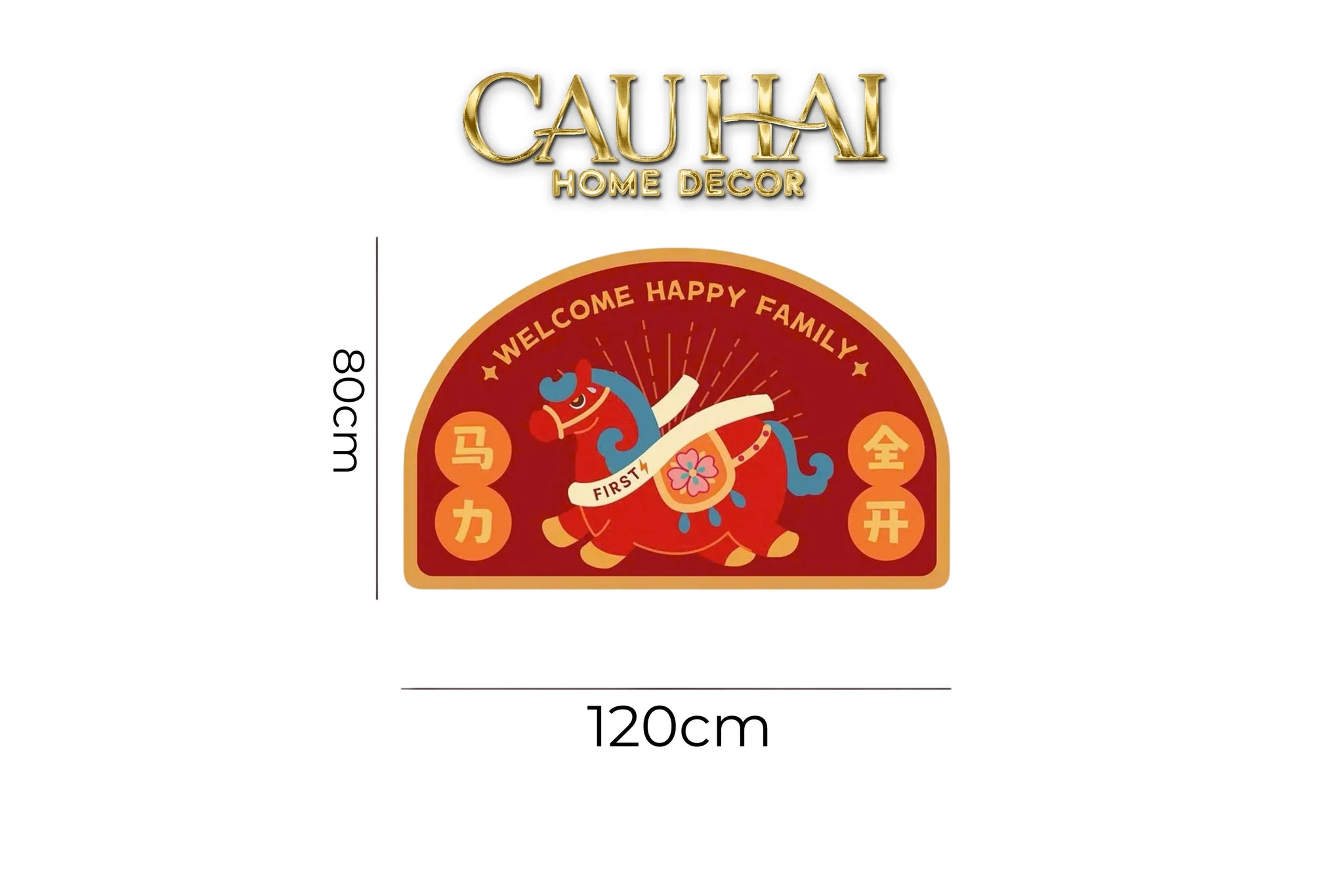 Thảm Cửa Sợi Poly - Hỷ Mã Nguyên Bảo 80x120-CẬU HAI HOME DECOR