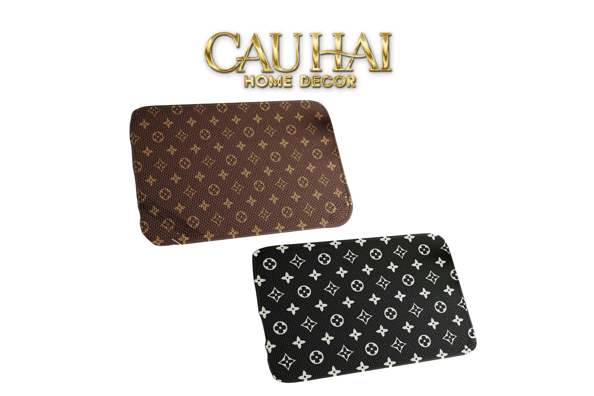 Thảm Cửa Thảm Bathroom Chenille 60X90 - Signature Fleur Monogram-THẢM CỬA-CẬU HAI HOME DECOR