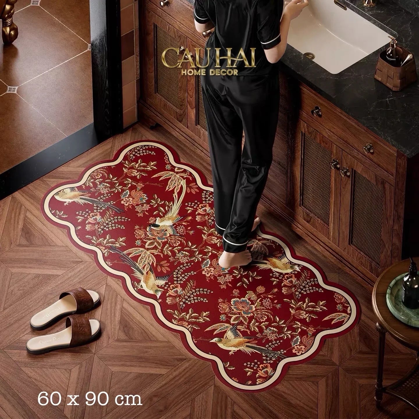 Thảm Cửa Thảm Bathroom Da Micro-Nappa Gen8 60X90 - Phoenix Dynasty Ruby Jardin - Da Thấm Hút-THẢM CỬA-CẬU HAI HOME DECOR