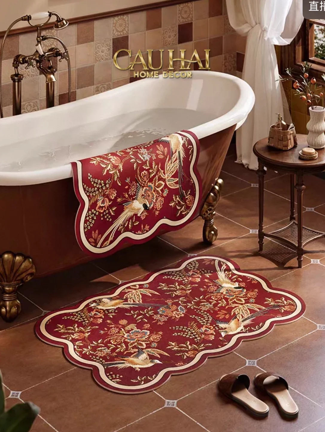 Thảm Cửa Thảm Bathroom Da Micro-Nappa Gen8 60X90 - Phoenix Dynasty Ruby Jardin - Da Thấm Hút-THẢM CỬA-CẬU HAI HOME DECOR