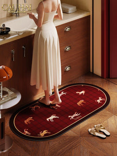 Thảm Cửa Thảm Bathroom Micro-Nappa Gen8 45x90 Rouge Équestre Pegasus Holiday-CẬU HAI HOME DECOR