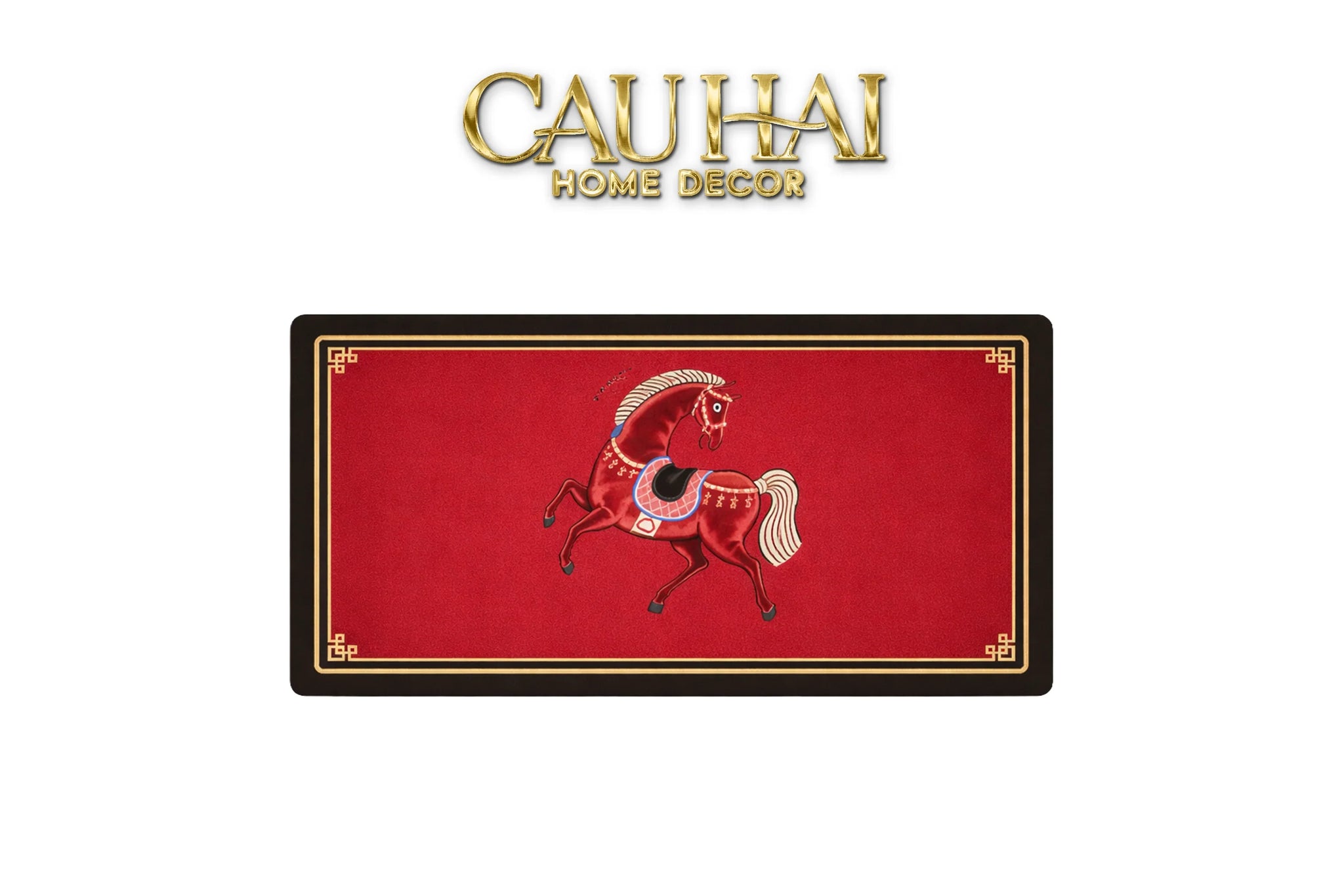 Thảm Cửa / Thảm Bathroom Micro Nappa Gen8 55*90/60*120 - Impérial Équestre Embroidered Cheval - Ruby Rouge-Thảm cửa / bathroom-CẬU HAI HOME DECOR