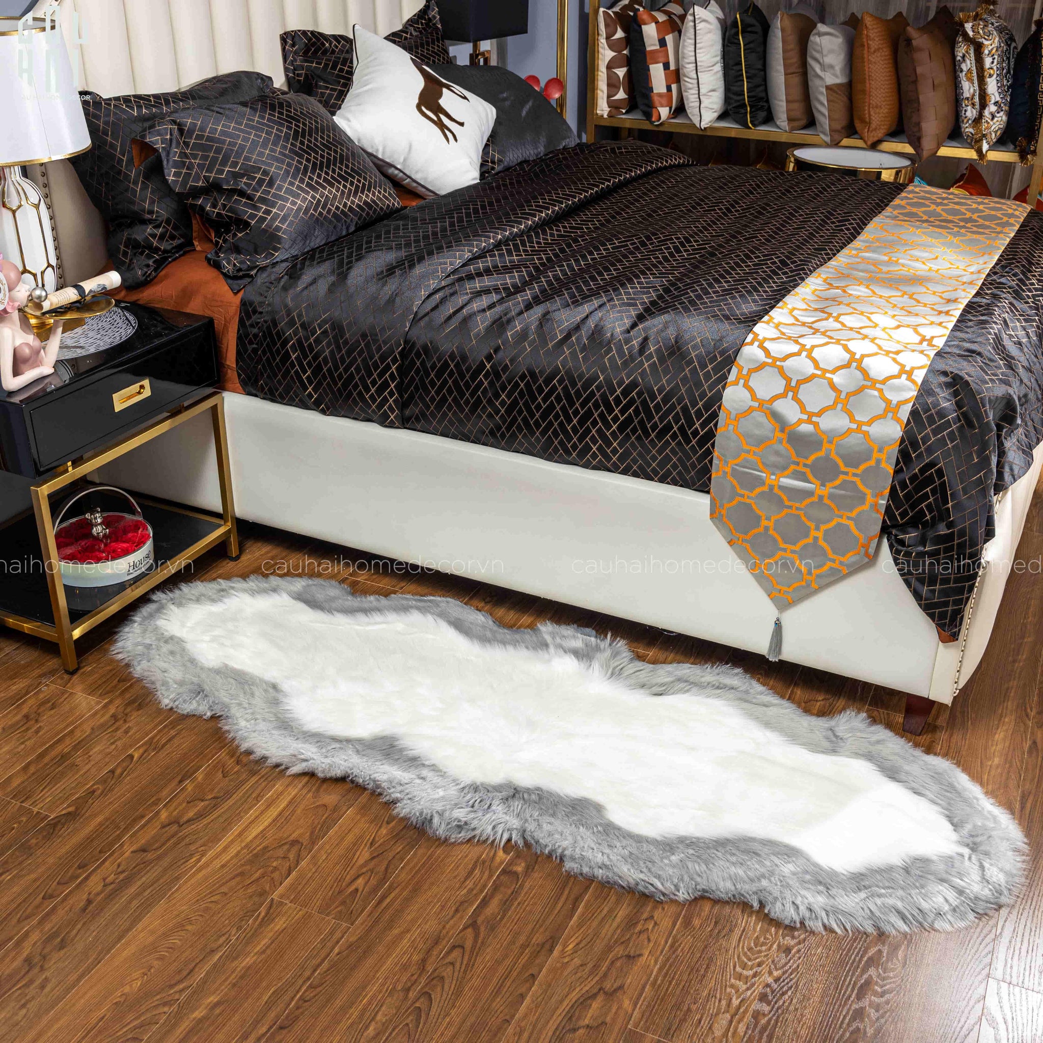 Thảm Lông Everton - Gray 60x180cm-THẢM TRÒN - THẢM BED-CẬU HAI HOME DECOR