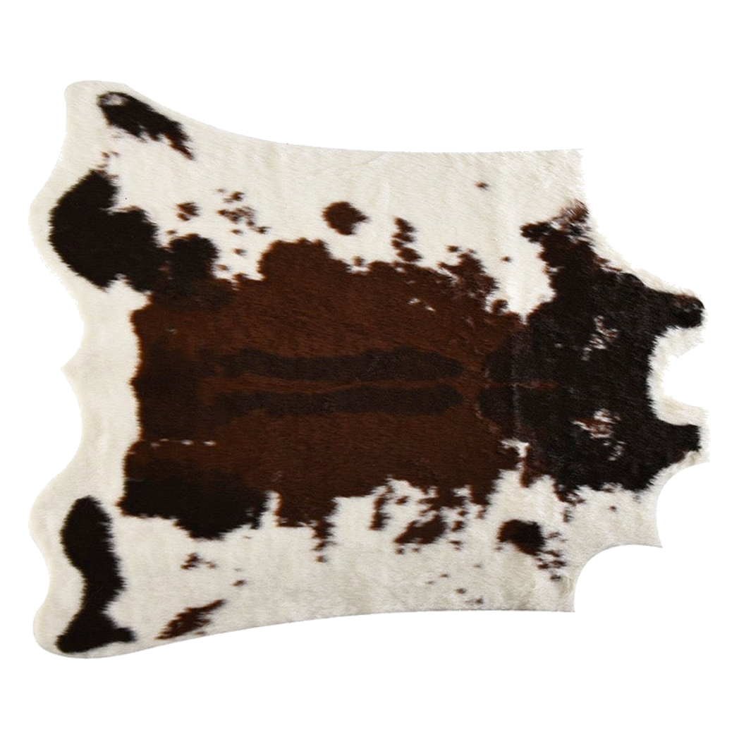 Thảm Lông Faux Fur Cowhide Cognac Noir 85x110 - Cậu Hai Home Decor