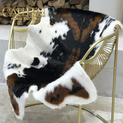 Thảm Lông Faux Fur Cowhide Cognac Noir 85x110-Thảm Lông-CẬU HAI HOME DECOR
