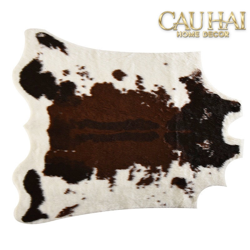 Thảm Lông Faux Fur Cowhide Cognac Noir 85x110-Thảm Lông-CẬU HAI HOME DECOR