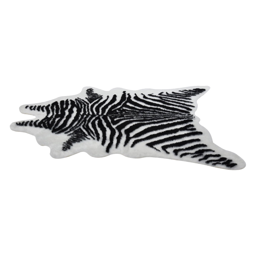 Thảm Lông Faux Fur Zebra Hide Noir 85x110 - Cậu Hai Home Decor
