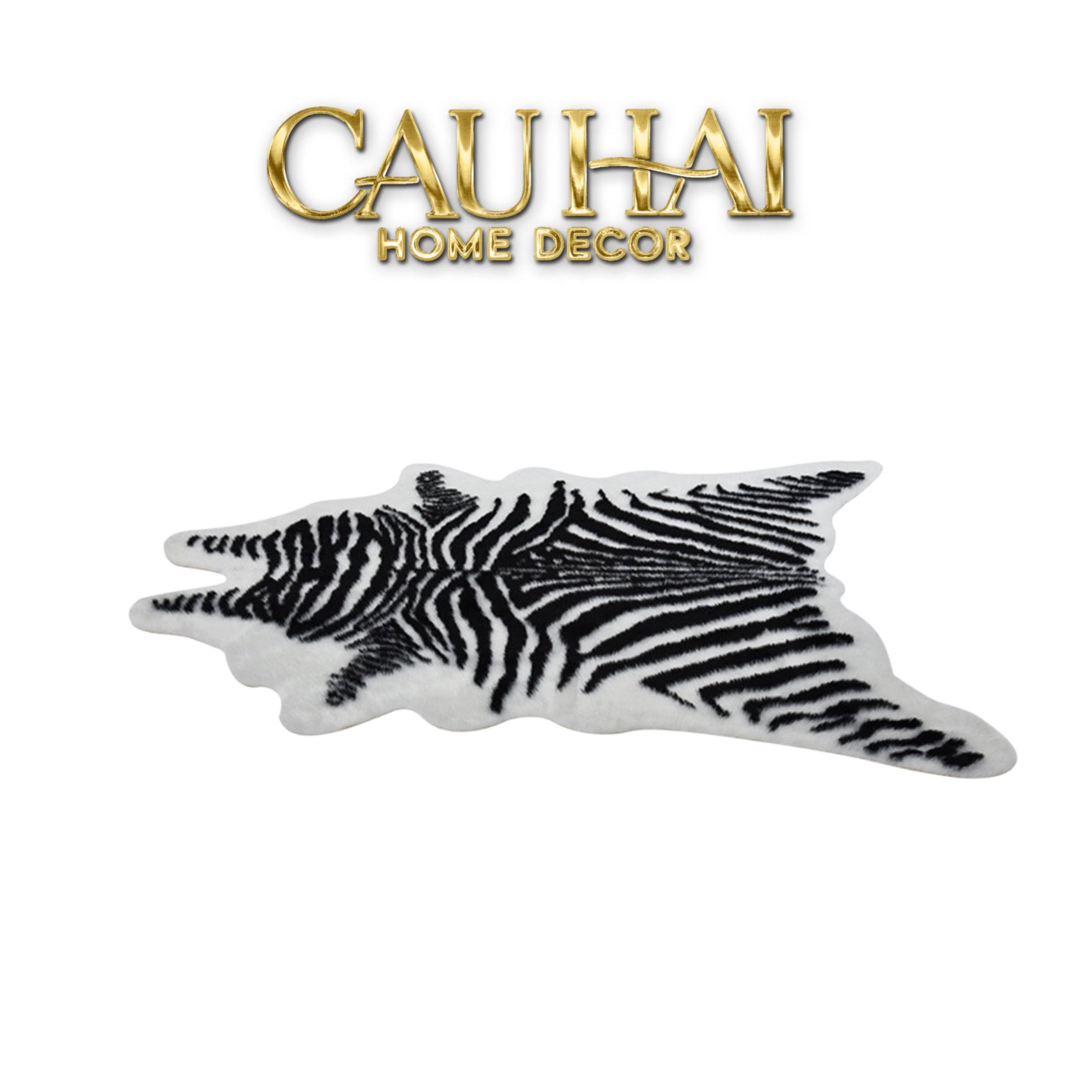 Thảm Lông Faux Fur Zebra Hide Noir 85x110-Thảm Lông-CẬU HAI HOME DECOR