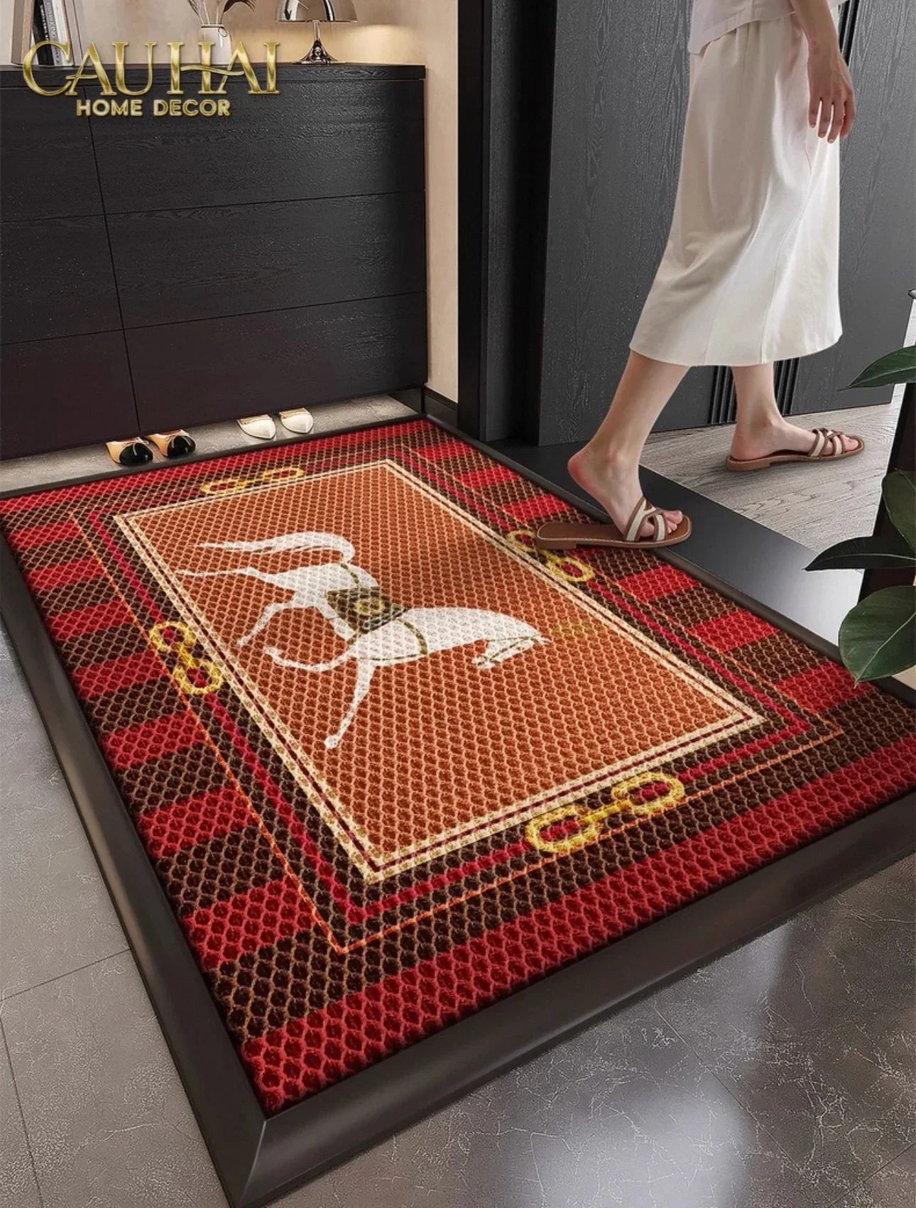 Thảm Ngăn Bụi Coil Fiber Đan Vòng 80x120 Ngựa Dây Cương - Héritage Équestre Harnais Anti-Dust 3D Mats-CẬU HAI HOME DECOR
