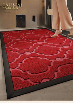 Thảm Ngăn Bụi Sợi Poly Dệt 80X100 Rouge Avalon Bienvenue - Dập Viền Da-CẬU HAI HOME DECOR