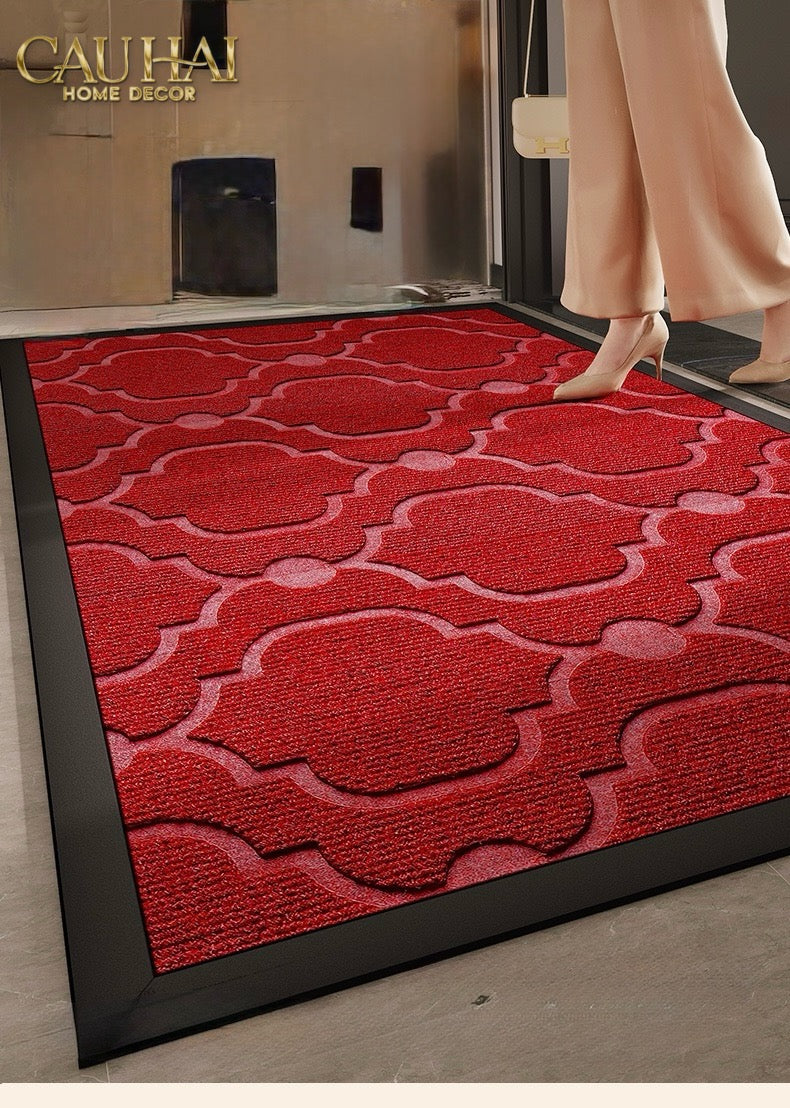 Thảm Ngăn Bụi Sợi Poly Dệt 80X100 Rouge Avalon Bienvenue - Dập Viền Da-THẢM TRẢI SÀN-CẬU HAI HOME DECOR-CẬU HAI HOME DECOR