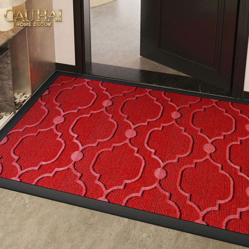 Thảm Ngăn Bụi Sợi Poly Dệt 80X100 Rouge Avalon Bienvenue - Dập Viền Da-THẢM TRẢI SÀN-CẬU HAI HOME DECOR-CẬU HAI HOME DECOR