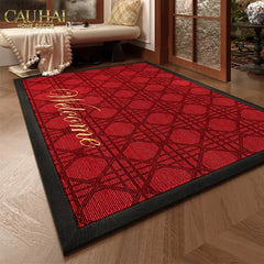 Thảm Ngăn Bụi Sợi Poly Dệt 80x100 Rouge Cannage Bienvenue - Dập Viền Da-CẬU HAI HOME DECOR