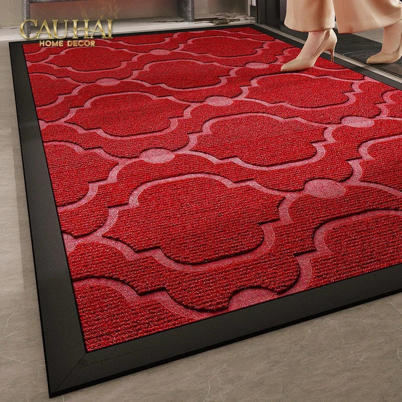 Thảm Ngăn Bụi Sợi Poly Dệt 80x100 Rouge Cannage Bienvenue - Dập Viền Da-CẬU HAI HOME DECOR