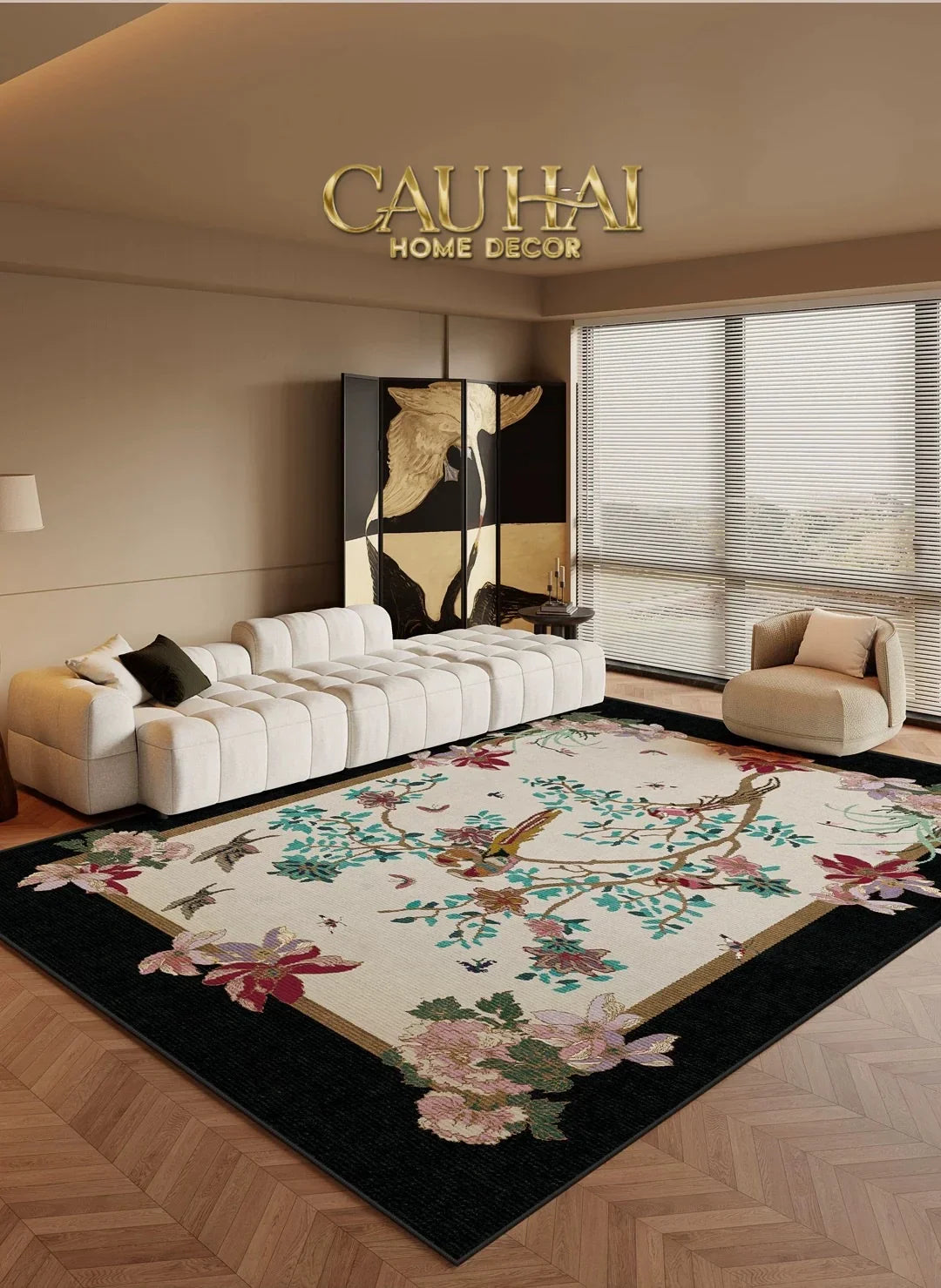 Thảm Trải Sàn Nhung Bỉ 140X200/160X230 - Nocturne Avian Impériale Rectangular-CẬU HAI HOME DECOR
