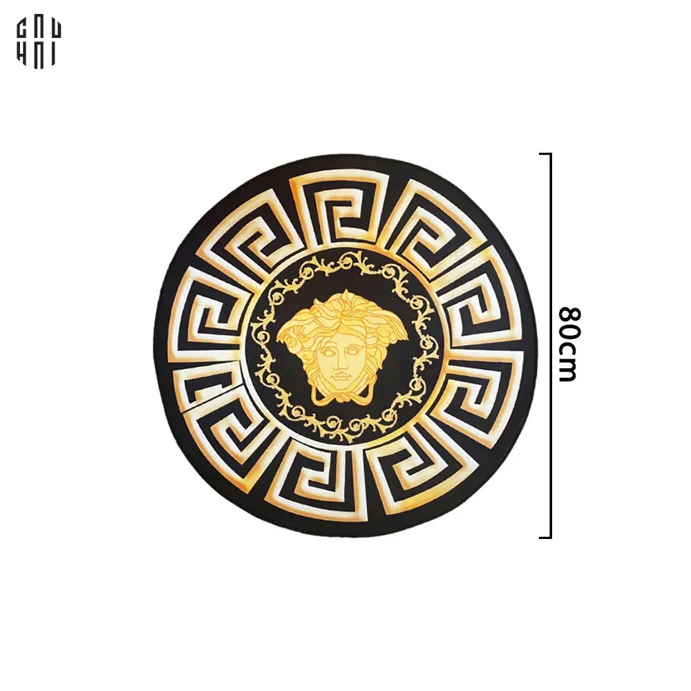 Thảm Tròn D80 Nhung Bỉ - Ronde Carpet Gianni Vers. Medusa Greek Key-THẢM TRÒN - THẢM BED-CẬU HAI HOME DECOR