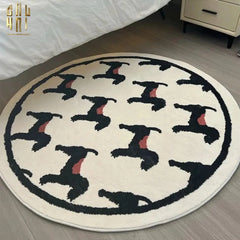 Thảm Tròn Dệt Kim D120/160 - Noble Caniche-CẬU HAI HOME DECOR