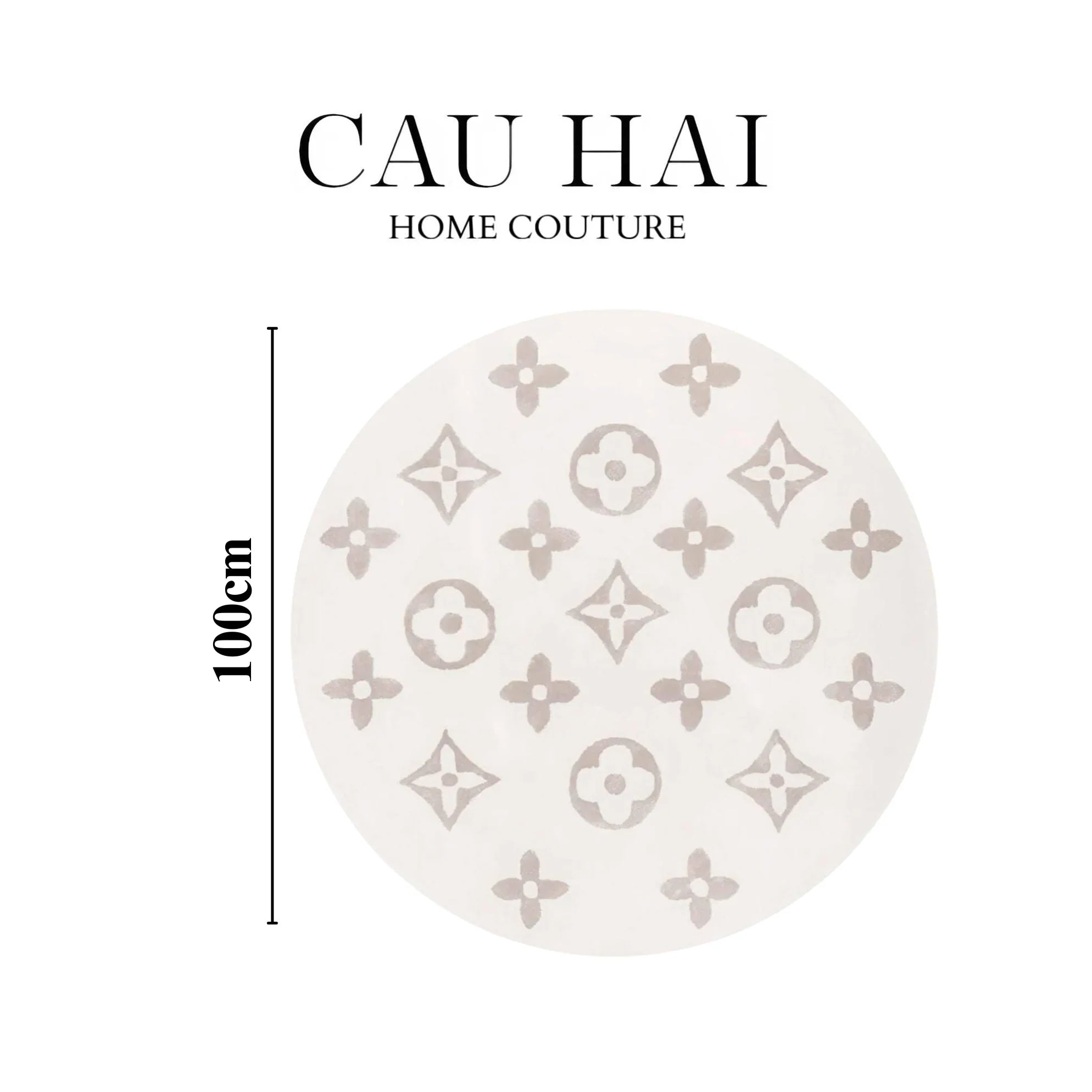 Thảm Tròn Dệt Kim - Fleur D’Ivoire Monogram D100-THẢM TRÒN - THẢM BED-CẬU HAI HOME DECOR