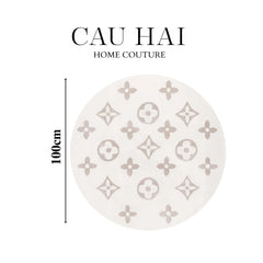 Thảm Tròn Dệt Kim - Fleur D’Ivoire Monogram D100-THẢM TRÒN - THẢM BED-CẬU HAI HOME DECOR