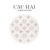 Thảm Tròn Dệt Kim - Fleur D’Ivoire Monogram D100-THẢM TRÒN - THẢM BED-CẬU HAI HOME DECOR
