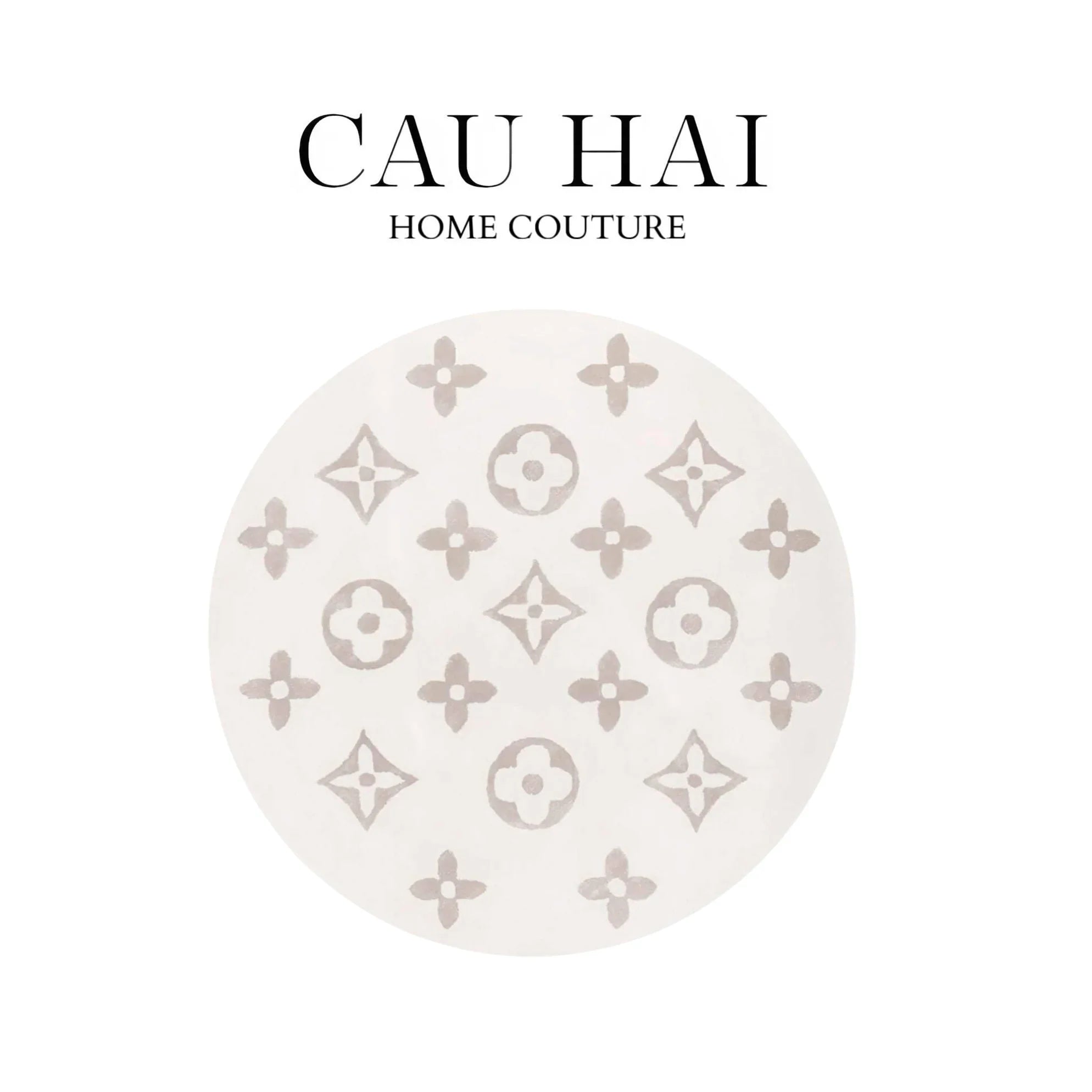 Thảm Tròn Dệt Kim - Fleur D’Ivoire Monogram D100-THẢM TRÒN - THẢM BED-CẬU HAI HOME DECOR