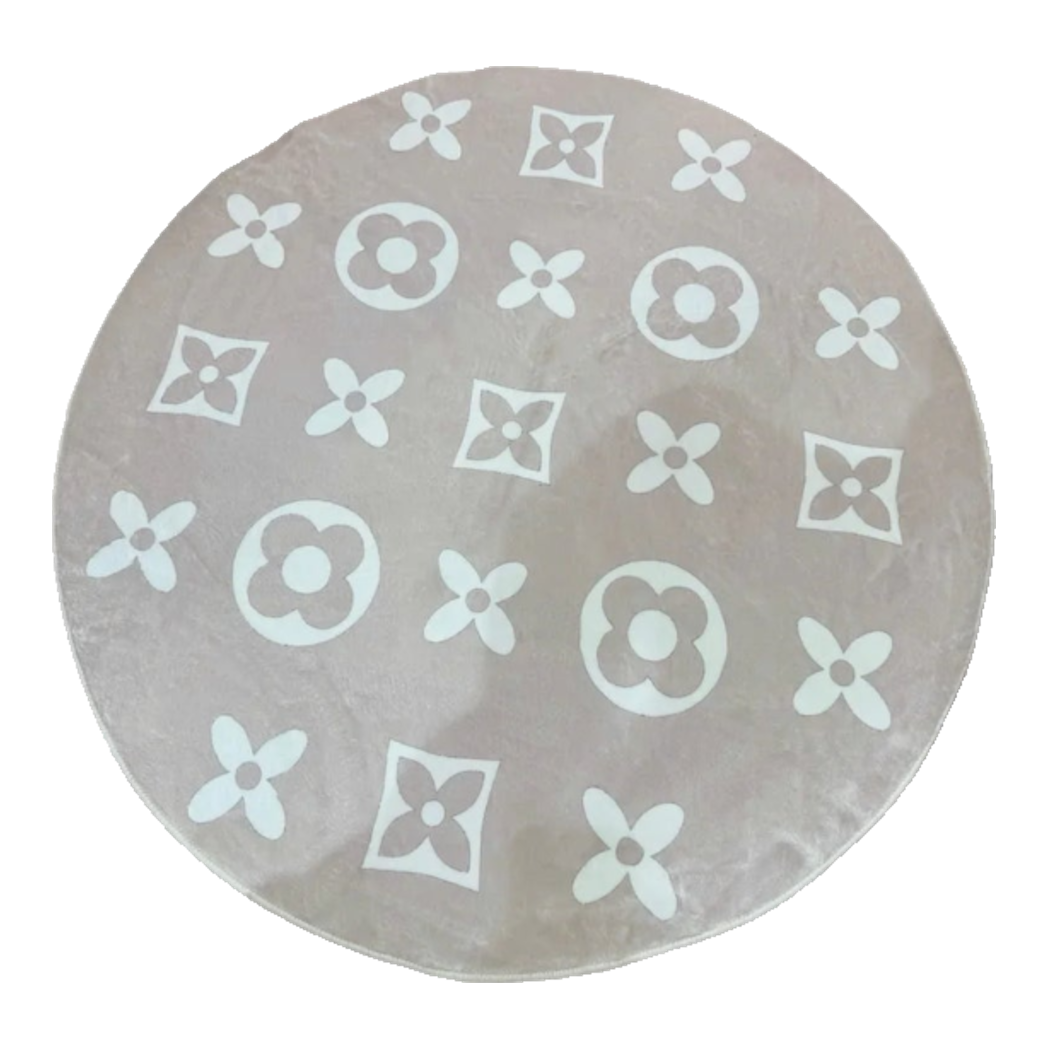 Thảm Tròn Dệt Kim - Le Beige Fleur de Monogram D100/120-THẢM TRÒN - THẢM BED-Đối tác tại Trung Quốc theo từng đơn đặt hàng-D100-CẬU HAI HOME DECOR