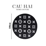 Thảm Tròn Dệt Kim - Le Noir Fleur de Monogram D100-THẢM TRÒN - THẢM BED-CẬU HAI HOME DECOR