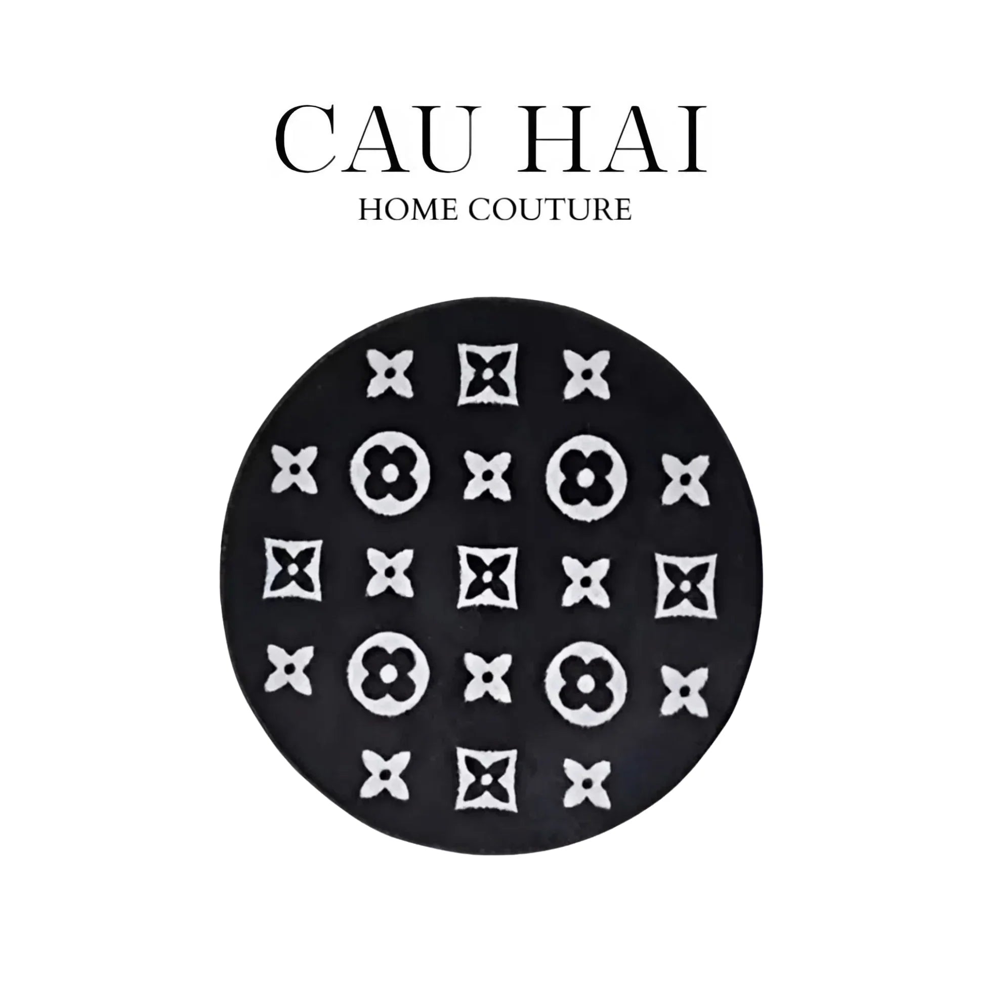 Thảm Tròn Dệt Kim - Le Noir Fleur de Monogram D100-THẢM TRÒN - THẢM BED-CẬU HAI HOME DECOR
