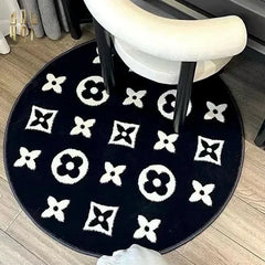 Thảm Tròn Dệt Kim - Le Noir Fleur de Monogram D100-CẬU HAI HOME DECOR