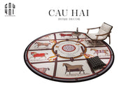 Thảm Tròn Nhung Bỉ D100 - Brun Et Blanc Renaissance-THẢM TRÒN - THẢM BED-CẬU HAI HOME DECOR