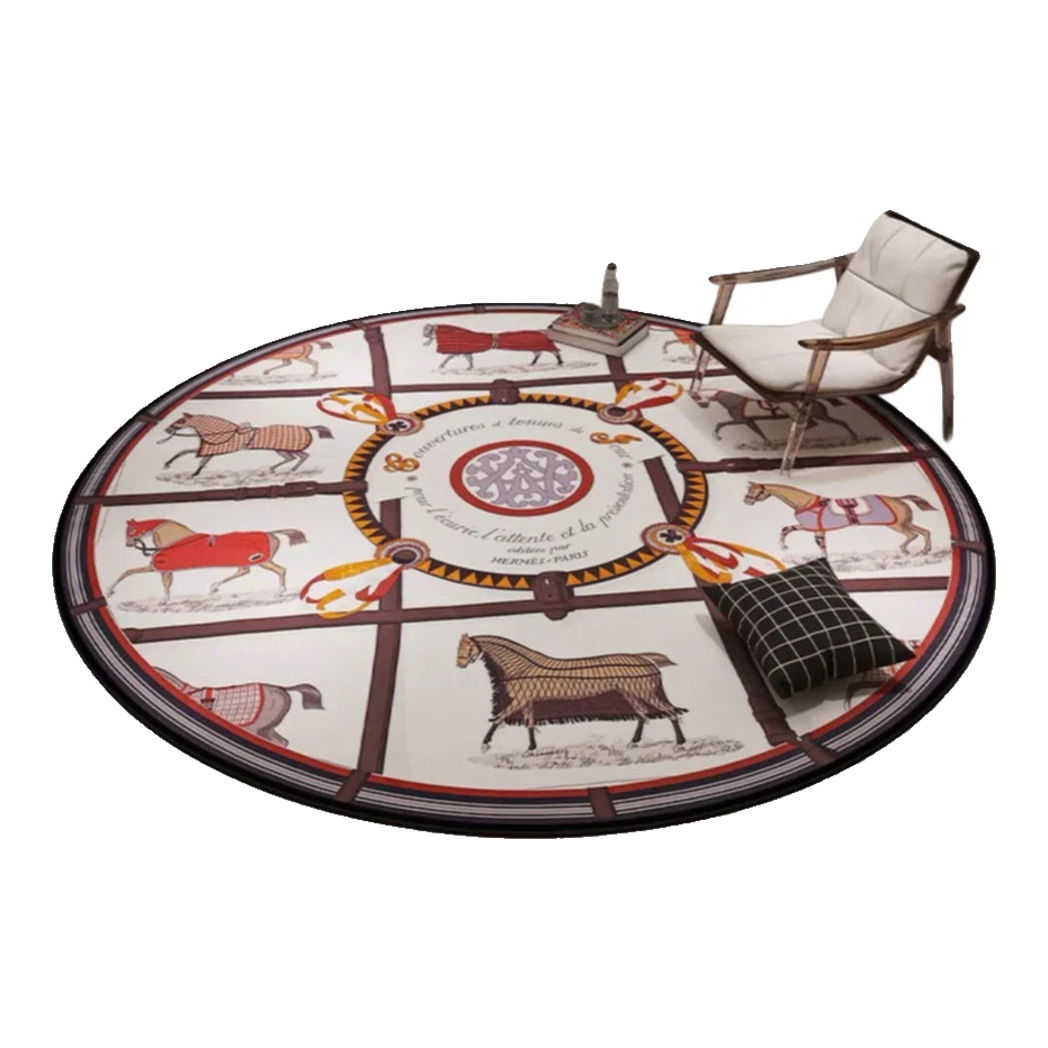 Thảm Tròn Nhung Bỉ D100 - Brun Et Blanc Renaissance-THẢM TRÒN - THẢM BED-Đối tác tại Trung Quốc theo từng đơn đặt hàng-CẬU HAI HOME DECOR