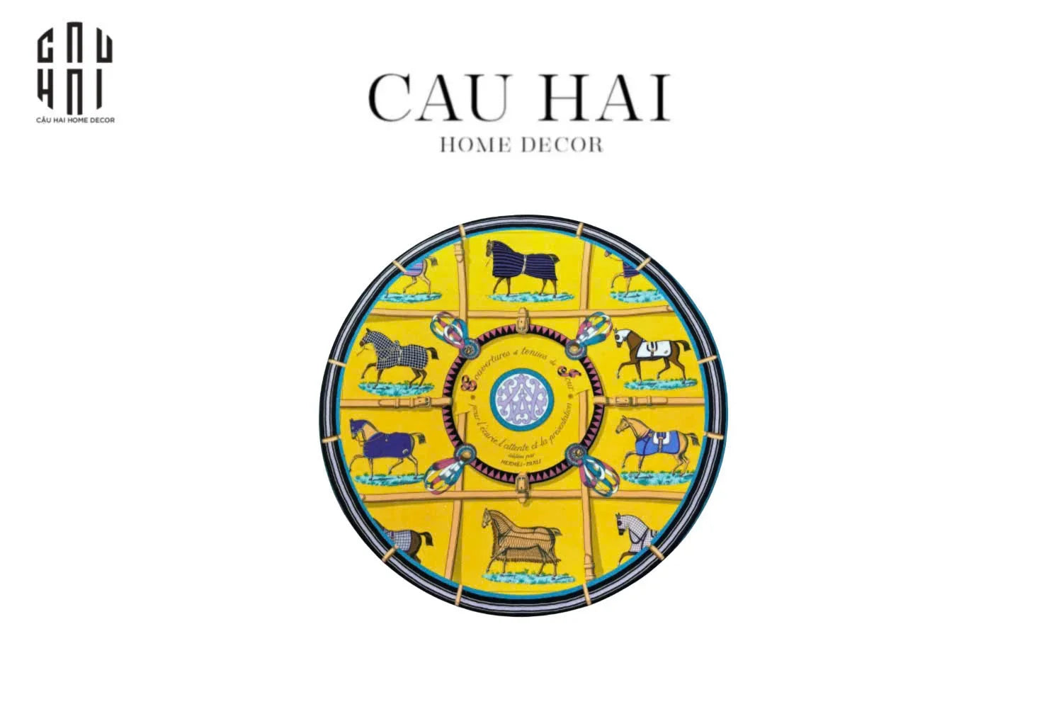 Thảm Tròn Nhung Bỉ D100 - Round Carpet Jaune Bleu Renaissance-THẢM TRÒN - THẢM BED-CẬU HAI HOME DECOR