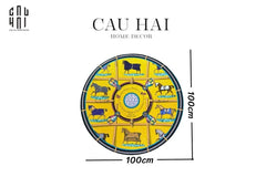 Thảm Tròn Nhung Bỉ D100 - Round Carpet Jaune Bleu Renaissance-CẬU HAI HOME DECOR