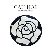 Thảm Tròn Nhung Bỉ D120 Camélia Blanc - Circle-THẢM TRÒN - THẢM BED-CẬU HAI HOME DECOR