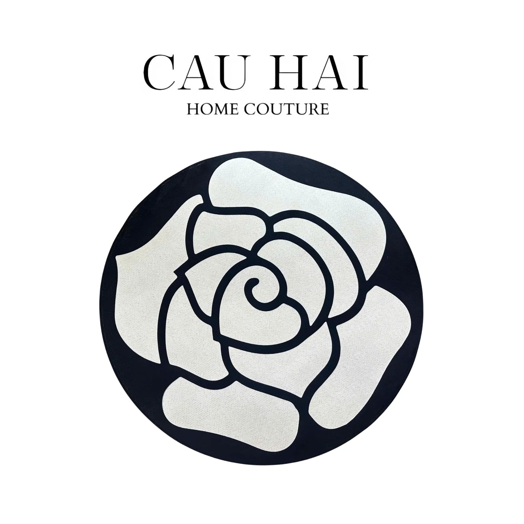 Thảm Tròn Nhung Bỉ D120 Camélia Blanc - Circle-THẢM TRÒN - THẢM BED-CẬU HAI HOME DECOR