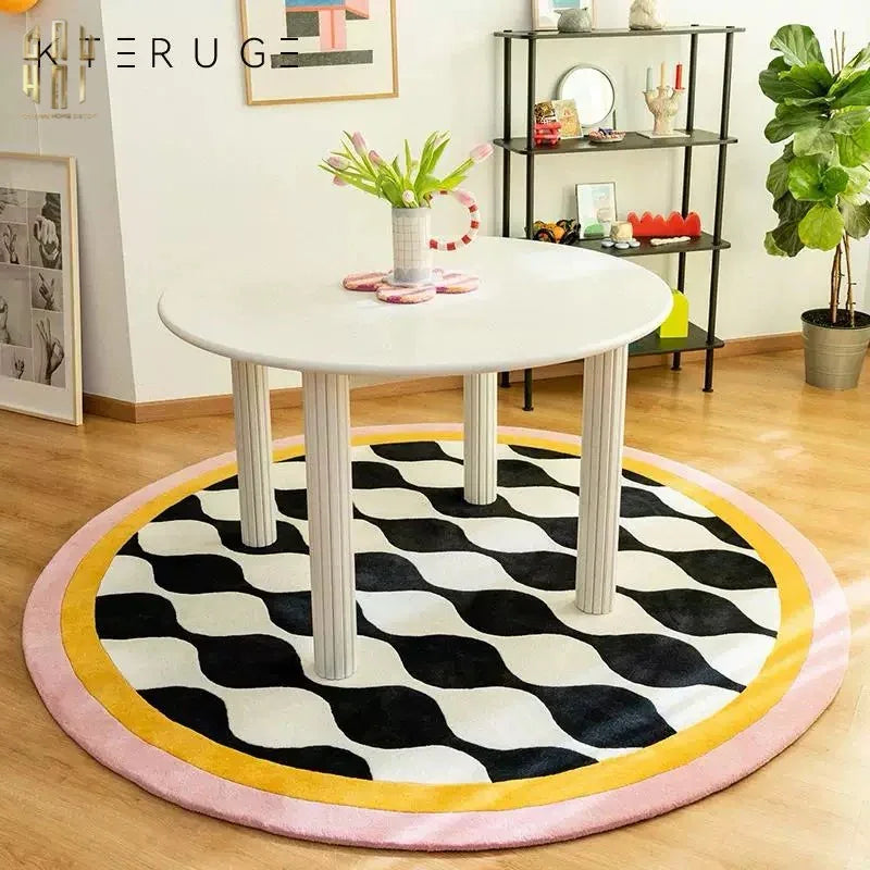 Thảm Tròn Nhung Bỉ D120 - Illusion Circle-THẢM TRÒN - THẢM BED-CẬU HAI HOME DECOR
