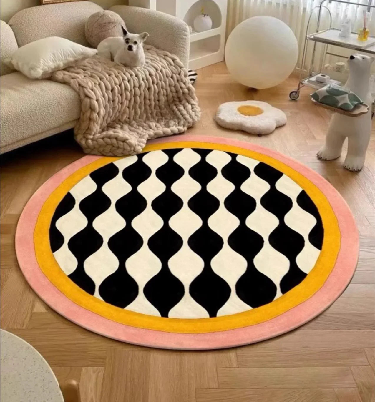 Thảm Tròn Nhung Bỉ D120 - Illusion Circle-THẢM TRÒN - THẢM BED-CẬU HAI HOME DECOR