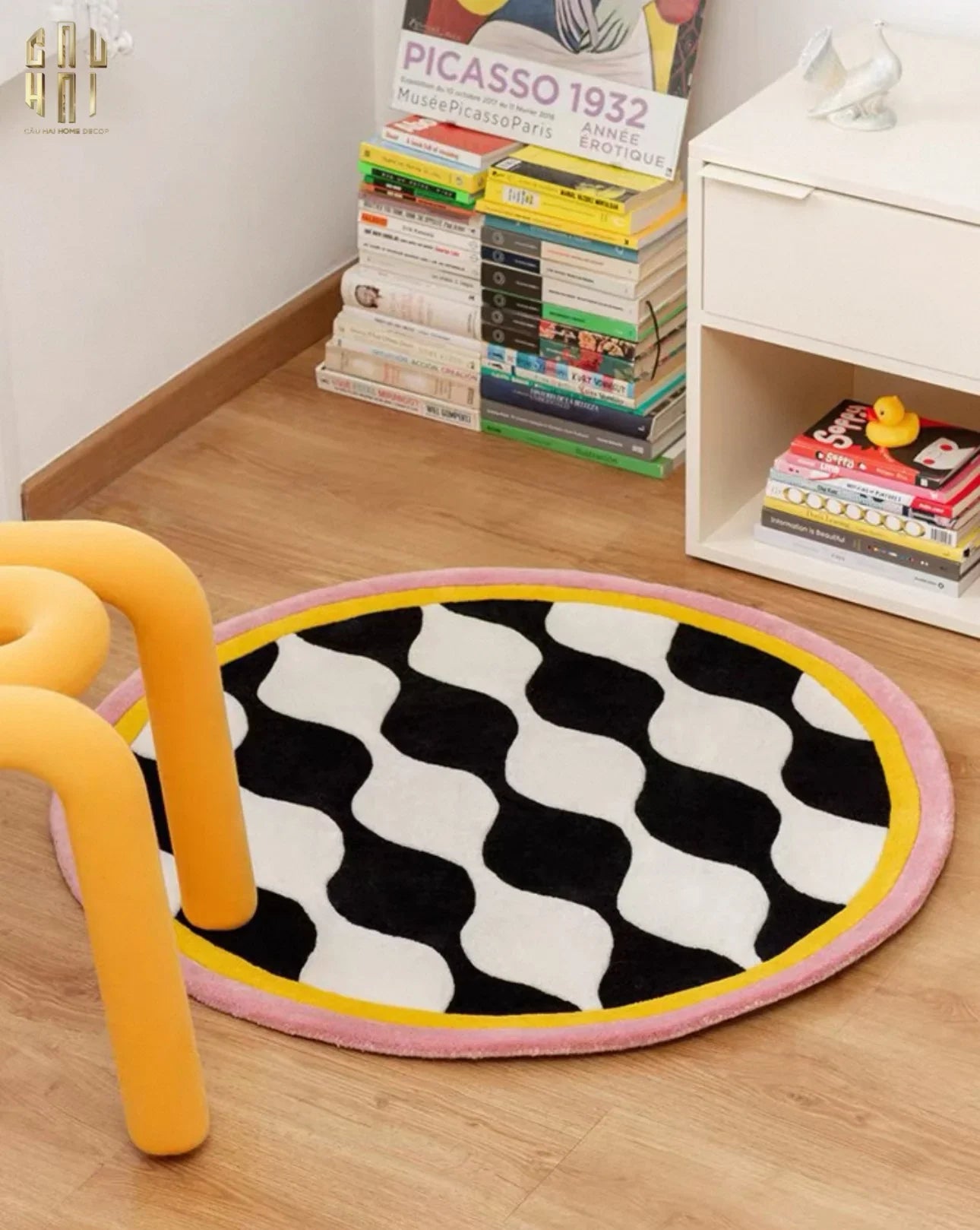 Thảm Tròn Nhung Bỉ D120 - Illusion Circle-THẢM TRÒN - THẢM BED-CẬU HAI HOME DECOR