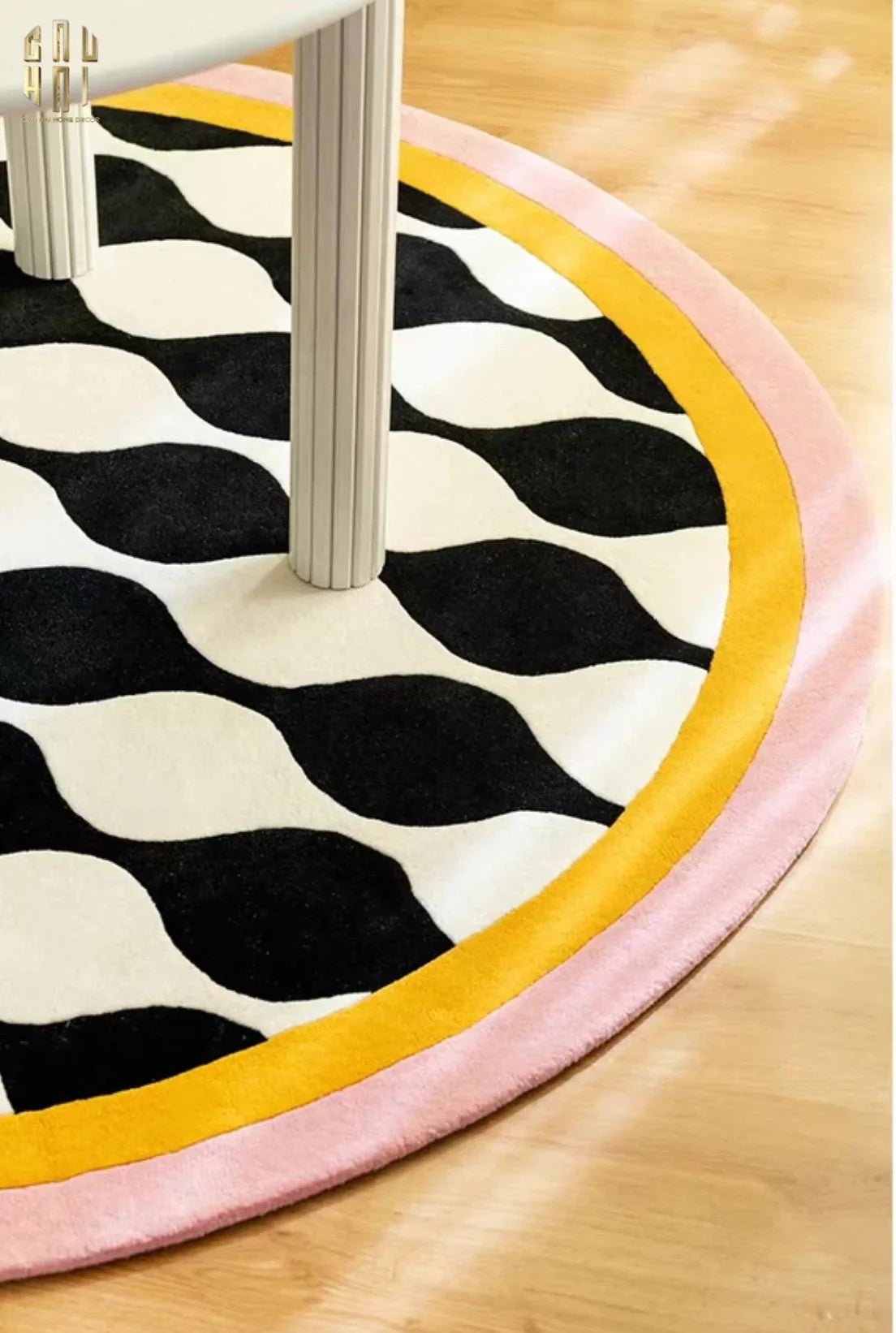 Thảm Tròn Nhung Bỉ D120 - Illusion Circle-THẢM TRÒN - THẢM BED-CẬU HAI HOME DECOR