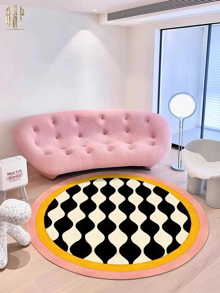 Thảm Tròn Nhung Bỉ D120 - Illusion Circle-THẢM TRÒN - THẢM BED-CẬU HAI HOME DECOR